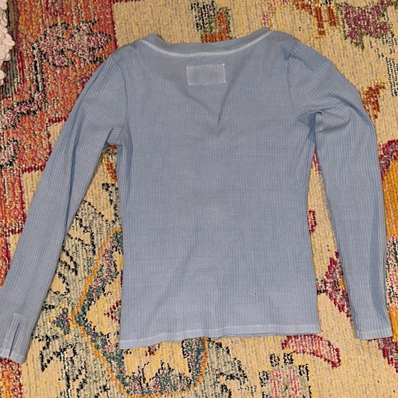 NWOT Anthropologie Pilcro Light Blue Long Sleeve Ribbed Top - Picture 5 of 5